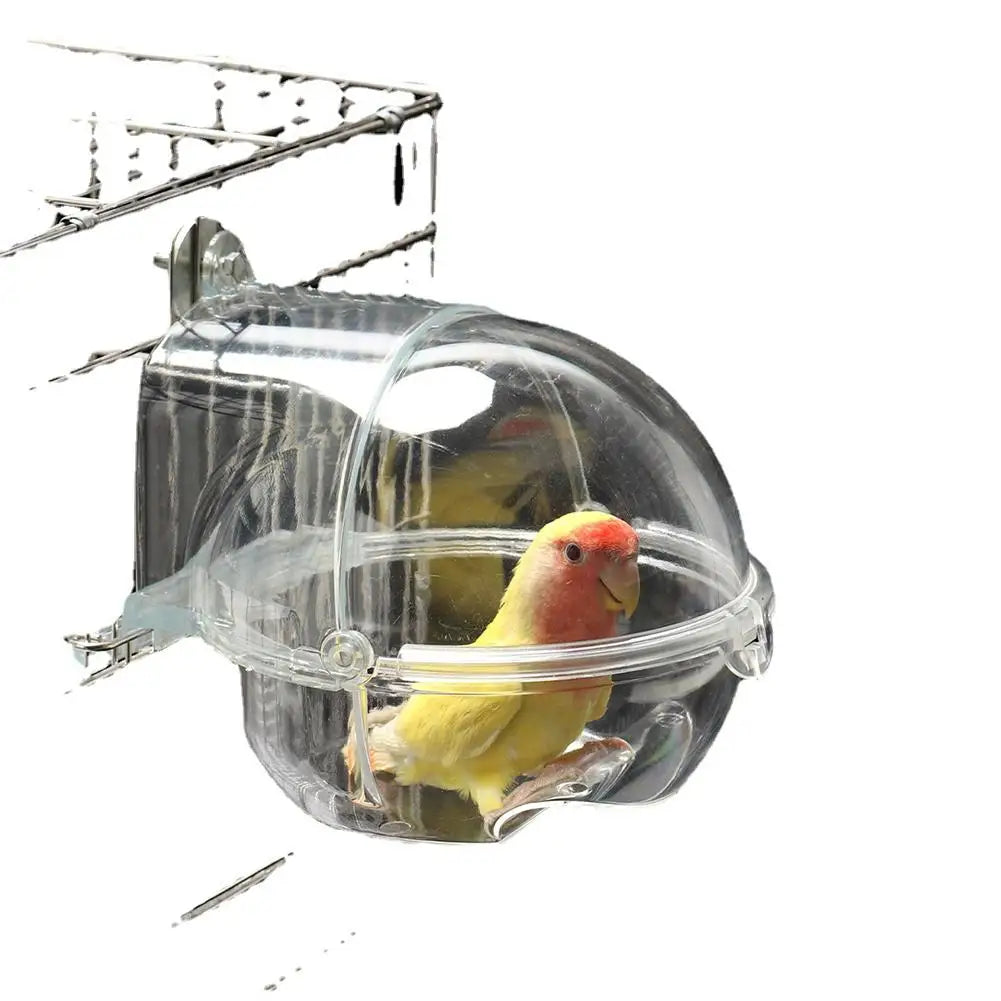 Parrot Bath Tub Bird Shower Box Transparent Bathing Tub External Bath Device Cage Accessories Bird Supplies Bird Bath For Cage