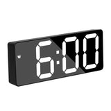 Led Alarm Clock Digital Children Electronic Alarm Clocks Curved Screen Mirror Temperature Clock with Snooze Function Desk Clock