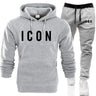 Autumn Winter Outdoor Unisex Sport Hoodies Tracksuit 2 Pieces Sets Sweatshirt+Pants Suit Hooded Sportswear