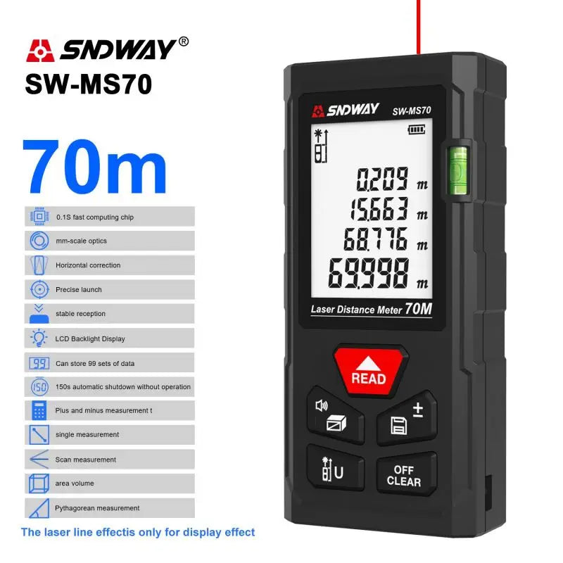 Sndway Laser Distance Meter SW MT4 MS50 MS70 MS100 Digital Rangefinder 40M 50M 70M 100M Range Finder Measuring Tool