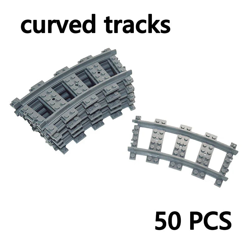 City Trains Parts Bridge Tunnel Model straight curved Rail Bricks soft Flexible Cross Tracks Railway  DIY Building Blocks