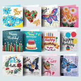 AZQSD Diamond Painting Greeting Card Blessing Christmas 6/8/12pcs Happy Birthday Animal Flower Landscape Envelope Postcard