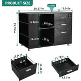 Mobile Wood File Cabinet Filing Cabinets 3 Drawer Lateral Filing Cabinet With Open Side Storage Shelves Freight Free