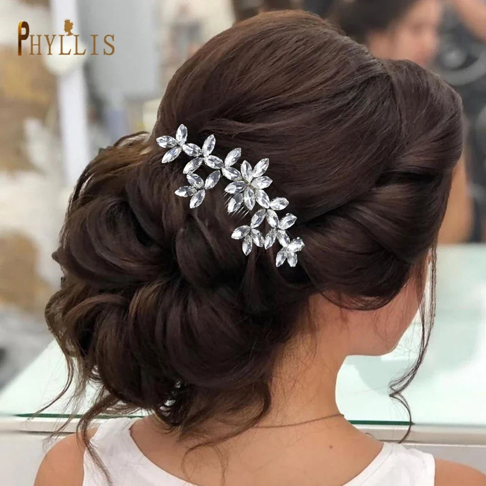 A477 Simple Hair Combs Rhinestone Hairpins Women Clips Wedding Headdress Bridal Hair Accessories Bride Barrette Hair Tiara