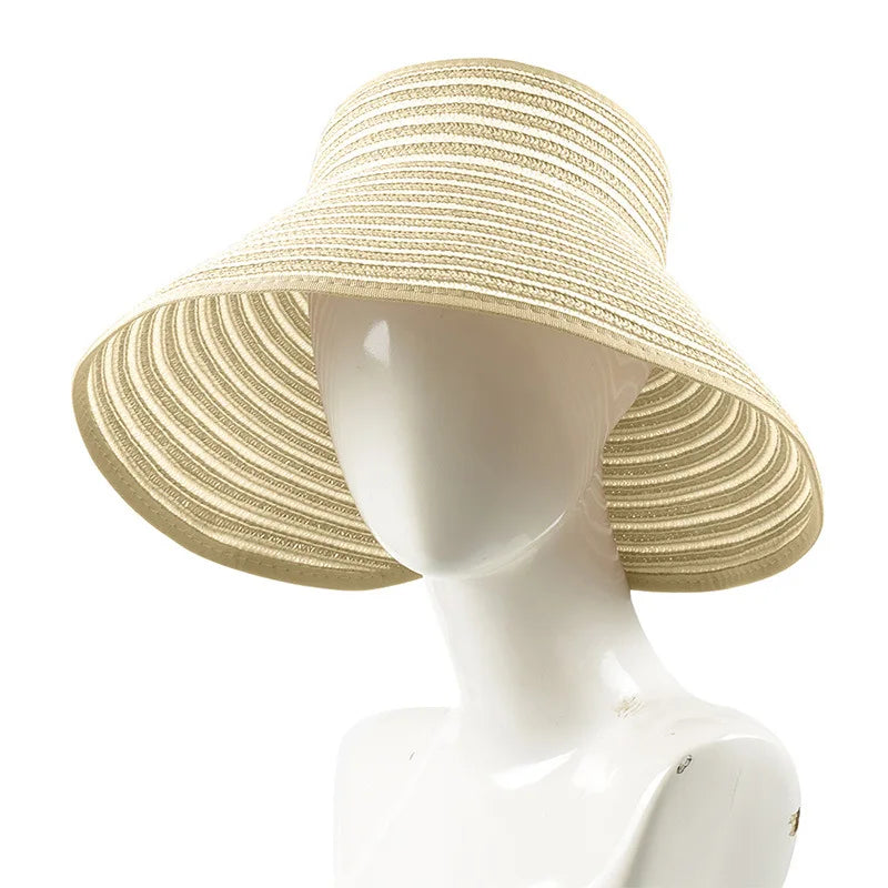 Large Eaves Beach Sunhat Woven Straw Hat Summer Outdoor Sun Protection Breathable Fisherman Hat Sunshade Cap Bohemian Beach Hat