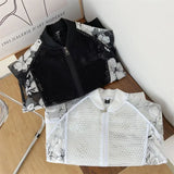 Sunscreen Skin Coats Sport Baseball Jersey Unisex Mesh Patchwork Flower Jacket Summer Men's White Hollowed Out Plus Size Outfit