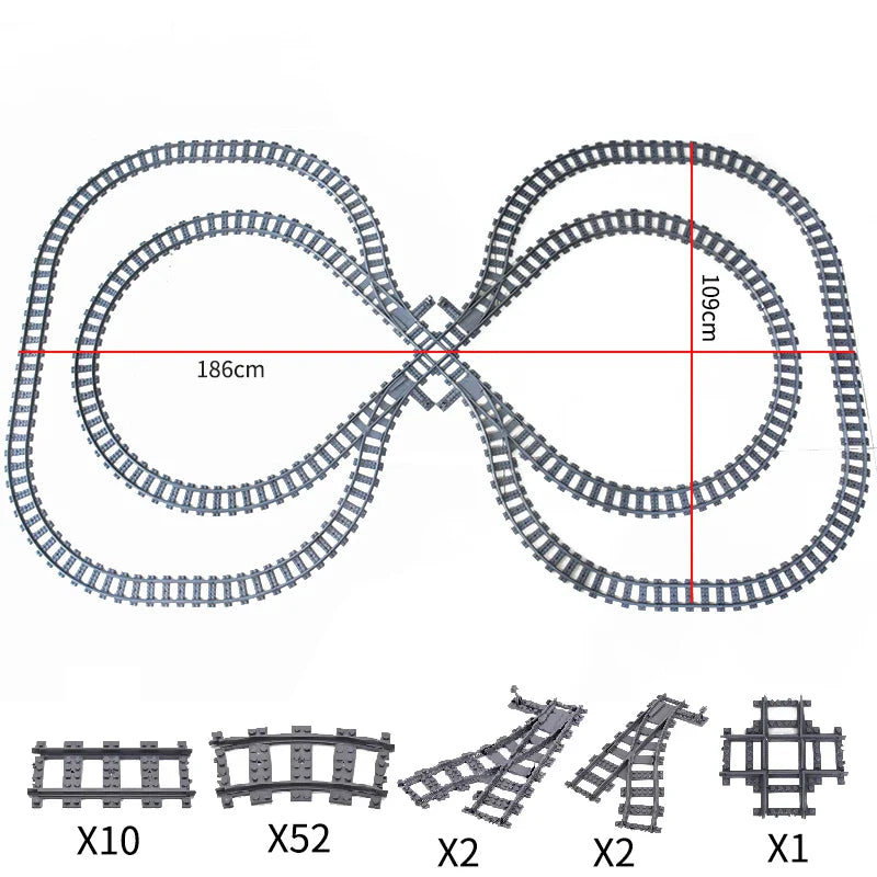 City Trains Train Track Rail Bricks Model Toy Soft Track Cruved Straight For Kids Gift Compatible All Brands Flexible Railway