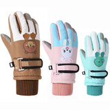 Cartoon Kids Gloves Thickened Warm Winter Ski Five-Finger Gloves for Children Windproof Boys Girls Snow Accessories 4-12 Years