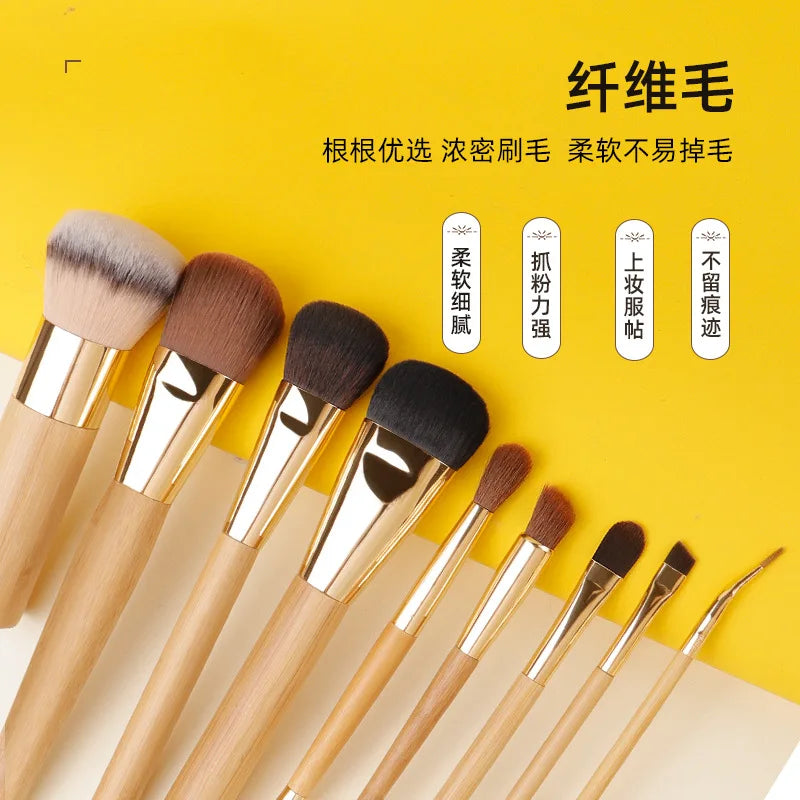 T-ARTE Makeup Brushes Powder Foundation Blusher Eyeshadow Brushes Professional Natural Animal Hair Bamboo Handle Make Up Tools