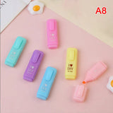 6Pcs/Lot Cute Cartoon Cat Highlighters School Office Stationery Students Drawing Supplies Kawaii Ice Cream Mini Paint Marker Pen