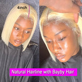 Blonde Bob Wigs Deep Part 13x4 Human Hair Lace Front Wigs for Black Women Pre Plucked Bleached Knots Blond Lace Wigs