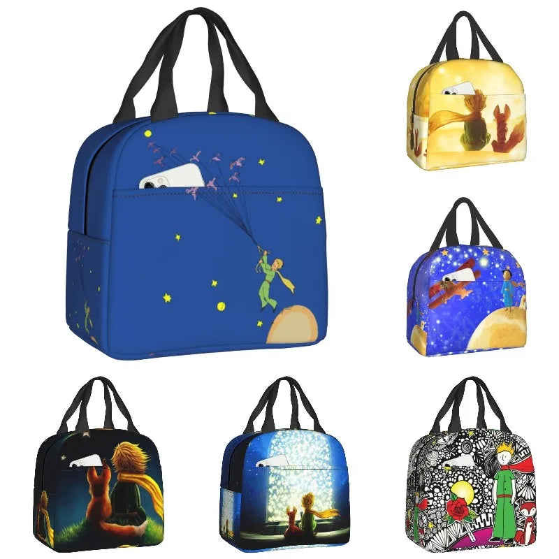 Custom The Little Prince Birds And Stars Lunch Bag Men Women Thermal Cooler Insulated Lunch Box for Adult Office