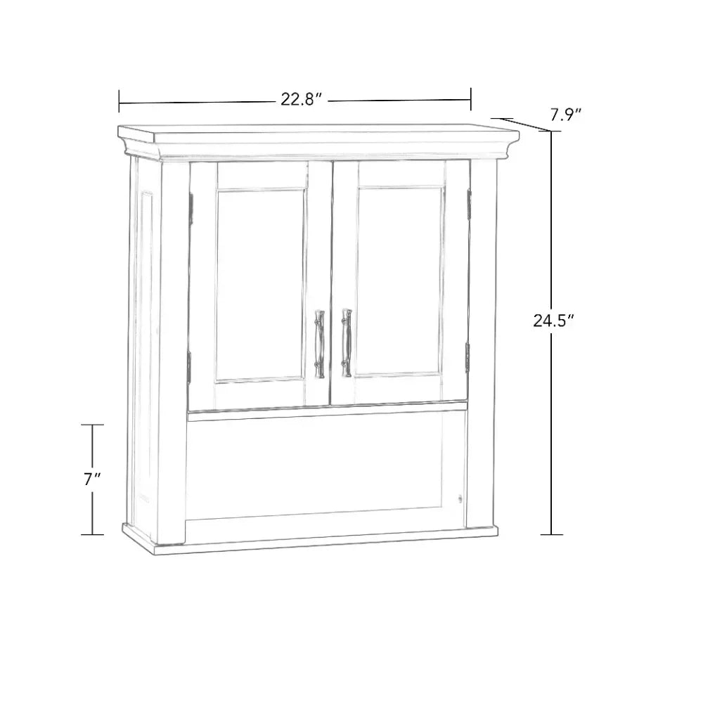 Somerset Collection 2-Door Bathroom Storage Wall Cabinet with 1 Open Shelf and 2 Interior Shelves, White