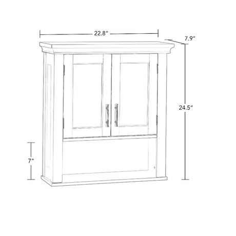 Somerset Collection 2-Door Bathroom Storage Wall Cabinet with 1 Open Shelf and 2 Interior Shelves, White