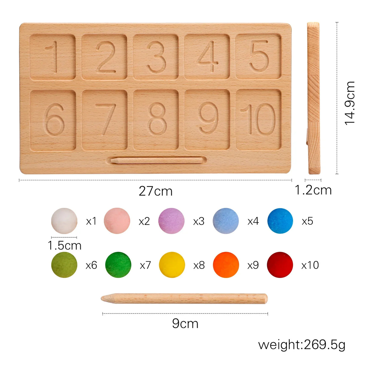 Montessori Counting Board for Girls Boy Tracing Board Double Sided Uppercase & Lowercase Letters Number Educational Wooden Game