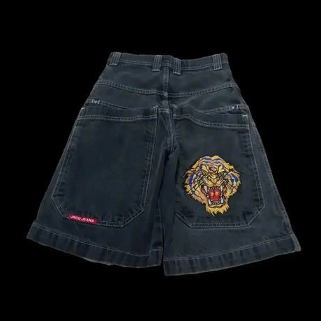 Streetwear JNCO Shorts Y2K New Harajuku Dice 7 Graphic Hip hop Baggy Denim Shorts Men's And Women's High Waist Basketball Shorts