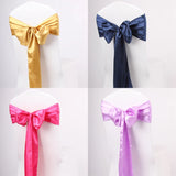 10pcs/50pcs Satin Chair Sash Knots Hotel Party Banquet Chair Tie Back Belt Birthday Wedding Decoration Chair Ribbon Bow