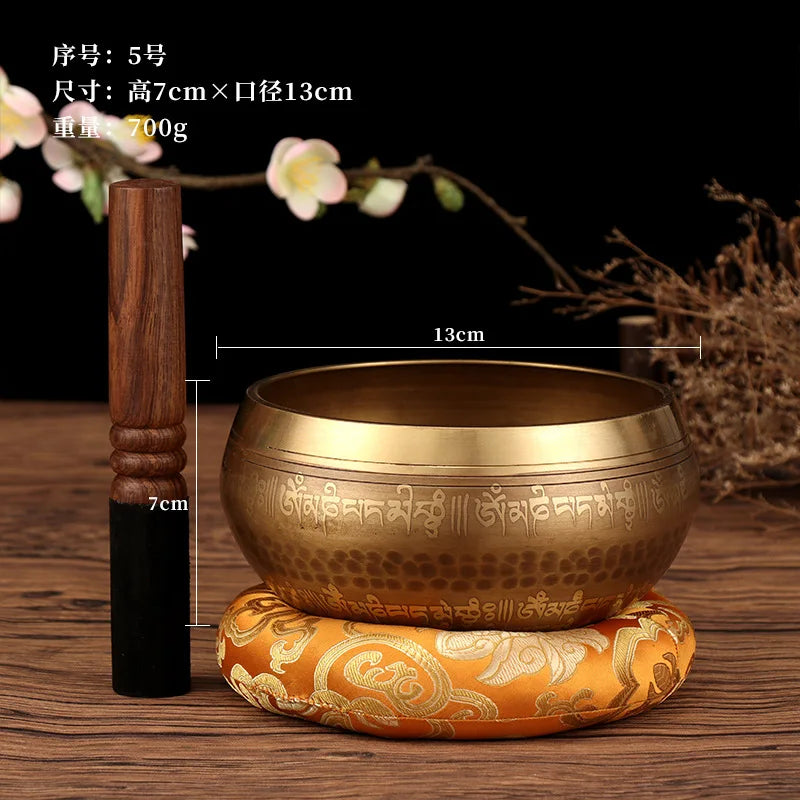 Tibetan Singing Bowl Buddhist Meditation Massage Yoga Chakra Nepal Singing Bowls Sound Healing Instruments with Accessories Gift