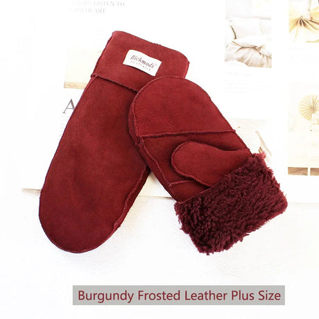 Sheepskin Fur Mittens Women's Leather Wool Color Winter Warmth Thickening Outdoor Cold-Proof Boy Student Windproof Gloves