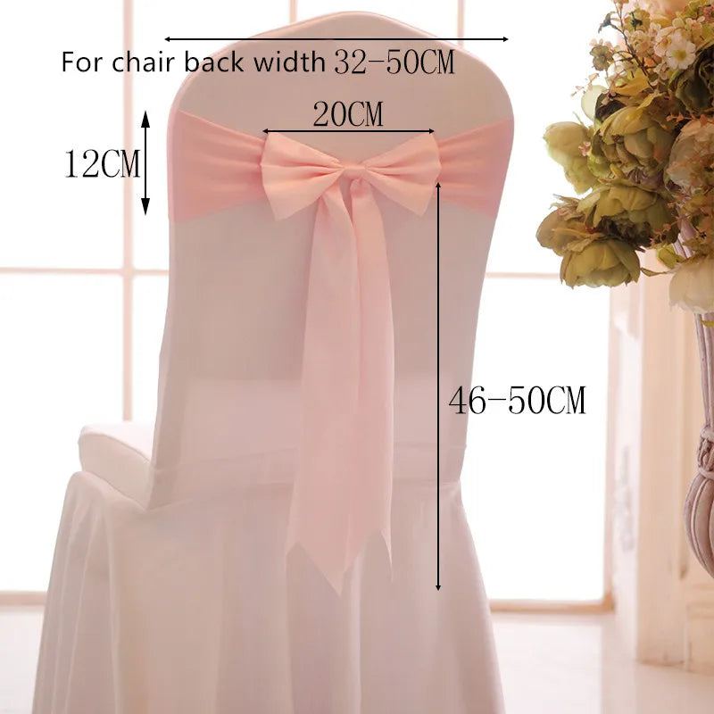 10pcs/50pcs Satin Spandex Chair Bow Band Ribbon Chair Tie Party Banquet Event Wedding Decoration Knot Stretch Chair Bow Sashes