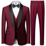 Men's British Style Slim Suit 3 Piece Set Jacket Vest Pants / Male Business Gentleman High End Custom Dress Blazers Coat  S-6XL