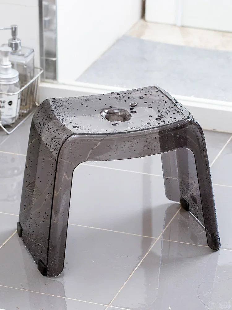 Bathroom Stool Home Furniture Transparent PCTG Plastic Shoe Stool Designer Antiskid Elderly Shower Bath Chair Seat For Adults