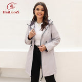 HaiLuoZi 2022 Women's Trench Coat Plus Size Jacket for Women spring Short Parka Hooded Casual Windbreaker Pockets Outwear 2202