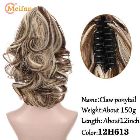 MEIFAN Long Synthetic Wavy Clip in Hair Ponytail Hair Wigs Extensions Style Claw Pony Tail Hairpiece for Women Cosplay Party