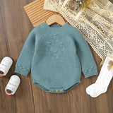 Baby Bodysuits Clothes Spring Autumn Long Sleeve Knit Newborn Girls Solid Onesie Outfits 0-18m One Piece Winter Infant Jumpsuits