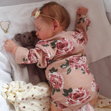 Handmade Reborn Dolls 20inch Cute Reborn Sleeping Baby Doll Girl Rosalie with Hand-Rooted Brown Hair and Gift Already Doll