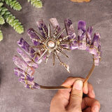 Raw crystal crown The sun goddess crystal Tiaras jewelry hair accessories sun headband photography props dress party gifts