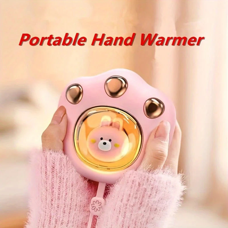 Electric Mini Hand Warmer 2-Gears Cute Cat Claw Shaped Heater USB Rechargeable Winter Heater for Winter Outdoor Camping 1200Mah