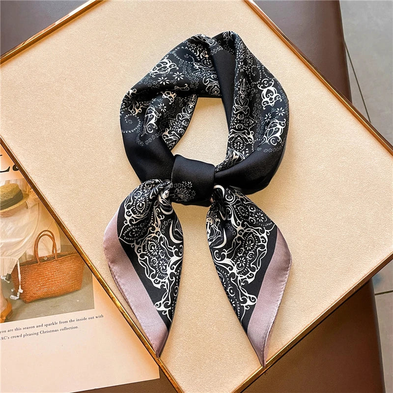 New 70cm Silk Feeling Square Scarf Women Luxury Brand Neck Tie Female Hair Shawl Wraps Headkerchief Hijab Bandana Echarpe 2022