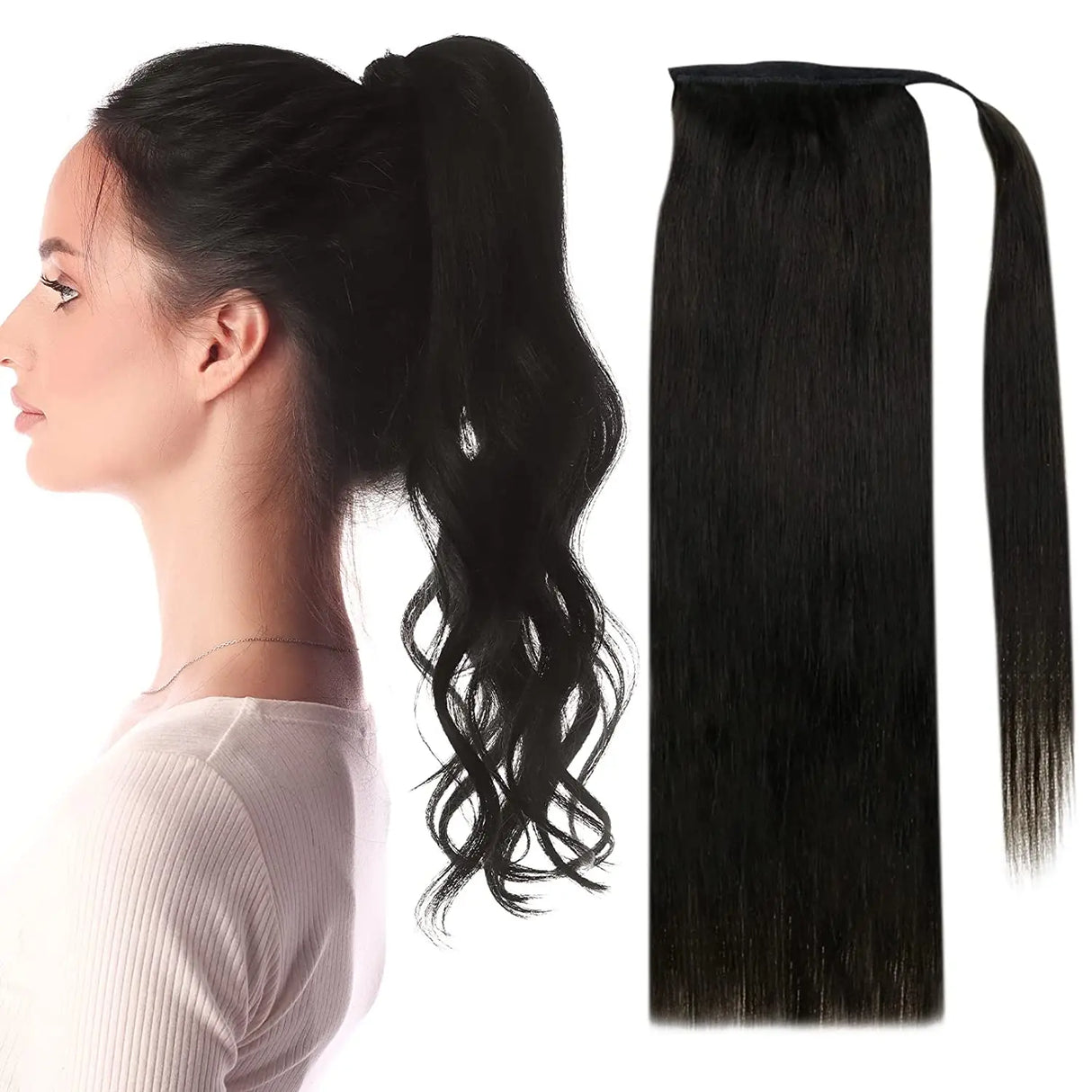 Full Shine Ponytail Human Hair 70g/80g Machine Made Remy Ponytails Extensions for White Women Human Hair Ponytail