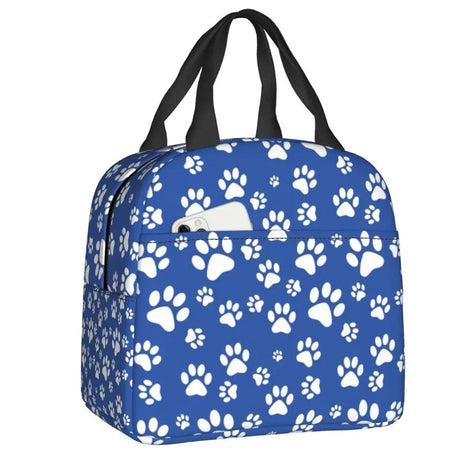 Cute Animal Pet Dog Paw Pattern Lunch Bag Thermal Cooler Insulated Lunch Box for Student School Work Picnic Food Tote Bags