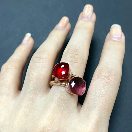 2Pcs/Set Pomellato Ring Stacked  Mix Color Crystal Ring 30Colors Candy Style Ring Jewelry Birthday Gift For Women