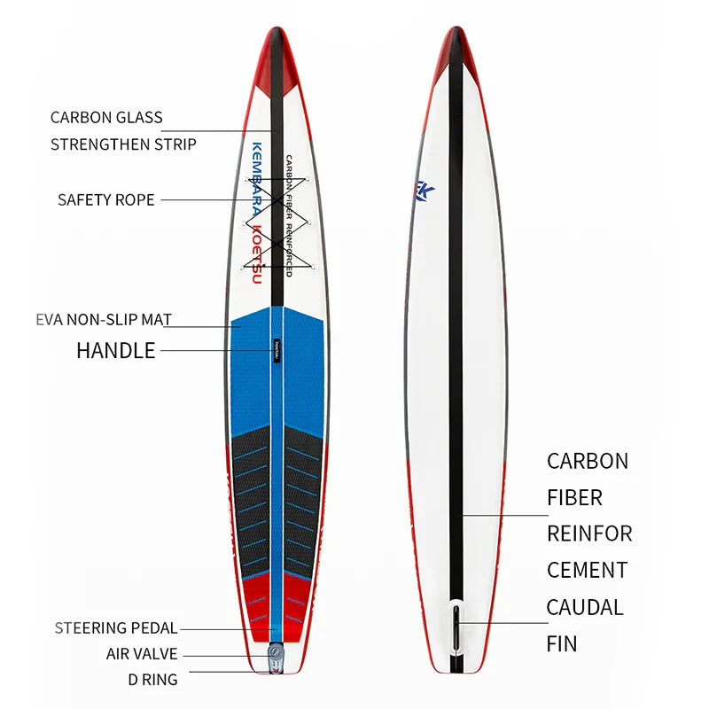 KOETSU Kayak Racing Carbon Board Paddle Surf Stand Board Inflatable Surfboard Paddle Accessories Inflatable Boat 12ft 14ft PVC