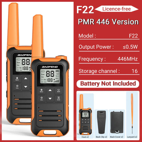 2pcs Baofeng F22 PMR FRS Walkie Talkie Type-c Charging Portable Mini Communication Radio Profesional Two Way Radio For Camping