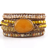 Fashion Handma Bohemian Women Jewelry Accessory Mixed Natural Stones Charm 5 Strands Wrap Bracelets Gift