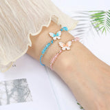 12pcs/lot Acrylic Crystal Bead Chain Butterfly Pendant Bracelet for Kids Jewelry Boho Adjustable Hand-woven Female Jewelry