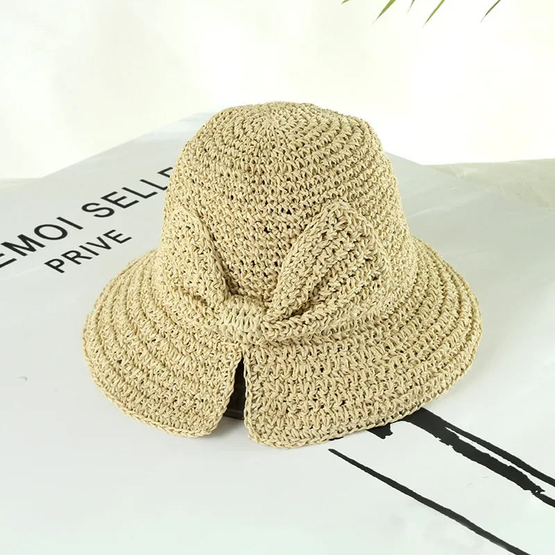 Women's Large Brim Straw Beach Hats Girl Cap Breathable Sunscreen Uv Protection Ladies Sun Visor Female Big Brim Straw Empty