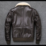 Plus Size Bust 140cm Bomber Men Genuine Leather Jacket Natural Fur Collar Classic Casual G1 Real Cowhide Mens Coat Winter Warm