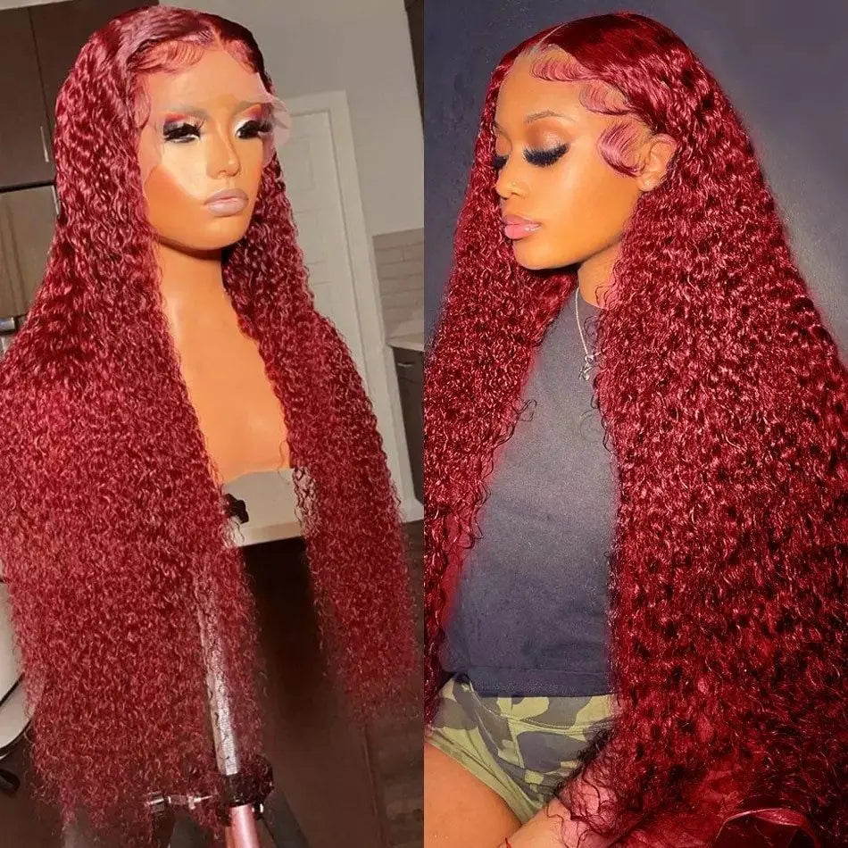 13x4 Lace Front Wigs Human Hair 99j Burgundy Pre Plucked Orange Ginger Hair 13x6 Deep Curly Lace Front Human Hair Wigs For Women