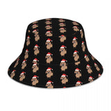 Dachshund Bucket Hat Black and Gold Dog Hawaii Fun Reflective Fisherman Hats Printed Double-sided Wear Sun Hat