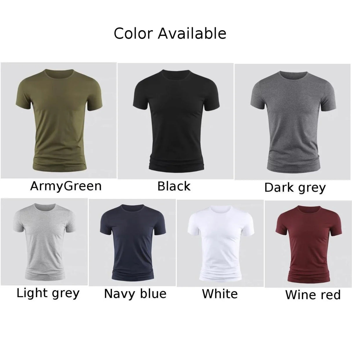 Men's Basic T-shirt Solid Color Short Sleeve Tee Summer Plain Casual Gym Muscle Crew Neck Slim Fit Tops T Shirts Male Clothing