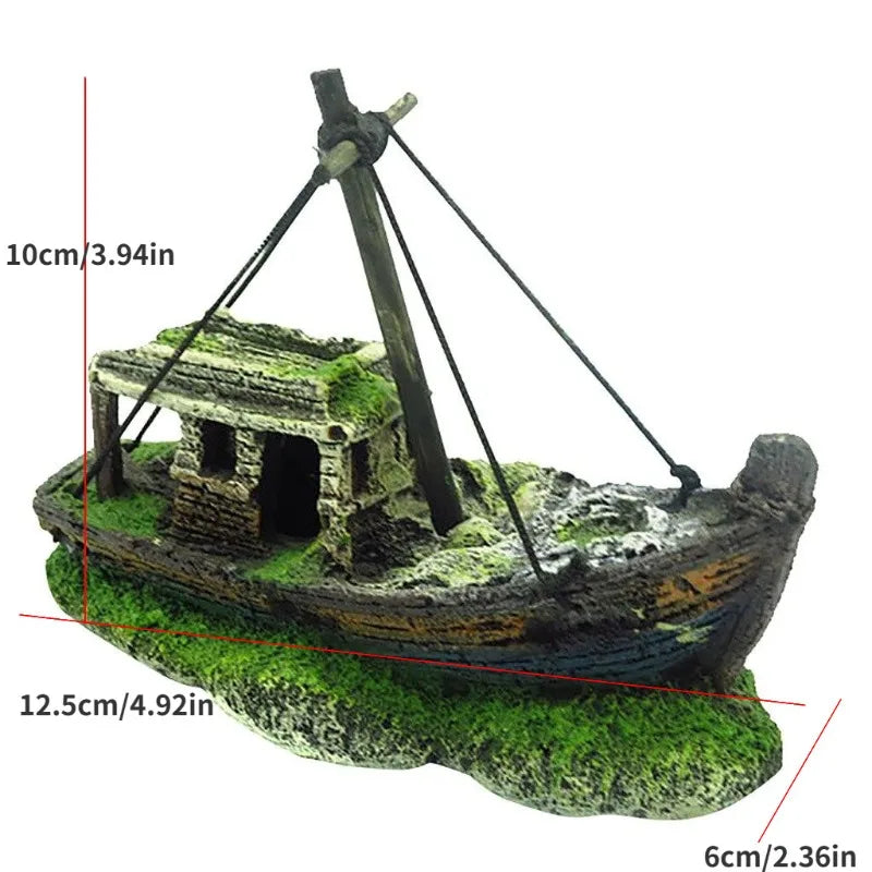 1PC Aquarium Fish Tank Landscape Pirate Ship Wreck Ship Decor Resin Boat Ornament Aquarium Accessories Decoration