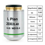 Long Working Distance Infinity Plan Objective Lens 2.5X 5X 10X 20X 50X 100X Metallurgical Microscope Accessory Parts Lens