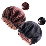 2PCS/LOT Satin Bonnet Double-Deck Flat Buckle Adjustable Nightcap Simple Women Solid Color Bathing Cap Lady Casual Hair Care Hat