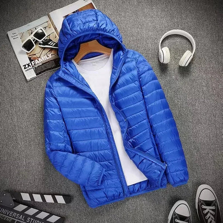 Men's hooded jacket, down cotton jacket, men's all season ultra light packaging, waterproof, windproof, breathable jacket, men's