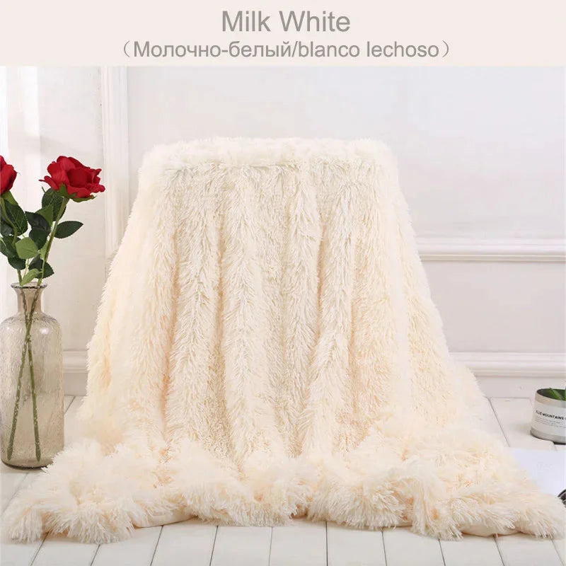 Shaggy Throw Blanket Soft Long Plush Bed Cover Blanket Fluffy Faux Fur Bedspread Blankets for Beds Couch Sofa